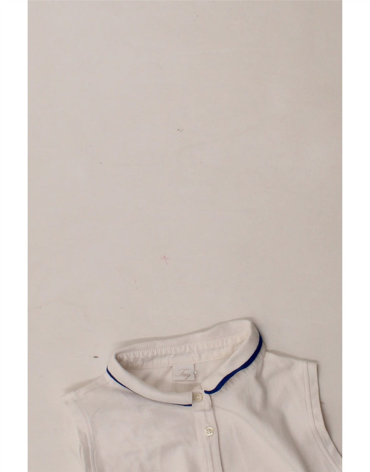 FAY Womens Sleeveless Polo Shirt UK 12 Medium White Cotton Vintage Fay and Second-Hand Fay from Messina Hembry 