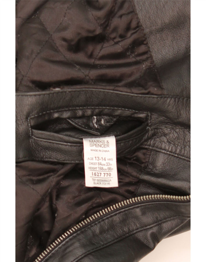 Marks & Spencer Boys Δερμάτινο Μπουφάν 13-14 ετών Μαύρο Δερμάτινο