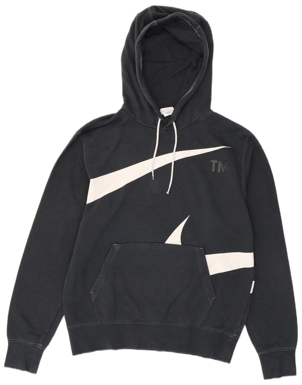 Nike Mens Graphic Hoodie Jumper Medium Black Colourblock Cotton