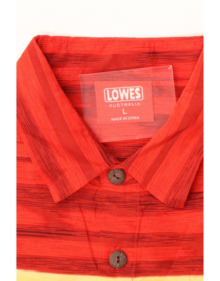 Lowes Ανδρικό κοντομάνικο πουκάμισο μεγάλο κόκκινο λουλουδάτο πολυεστέρα Χαβάης