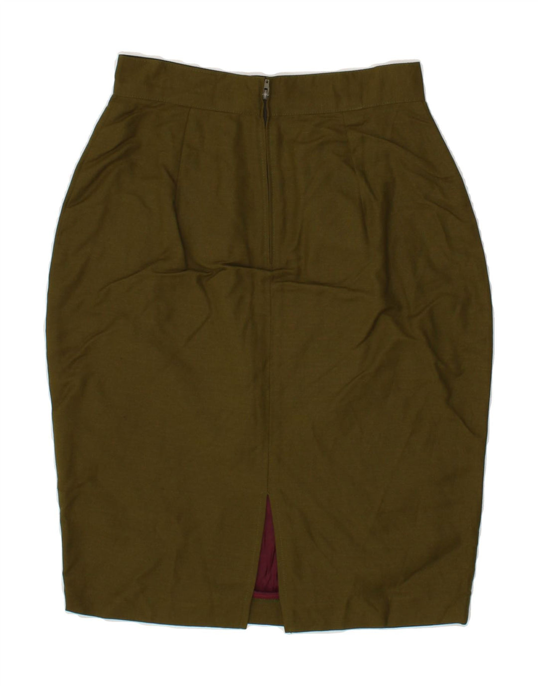 BENETTON Womens Pencil Skirt IT 42 Medium W28 Khaki Linen Vintage Benetton and Second-Hand Benetton from Messina Hembry 