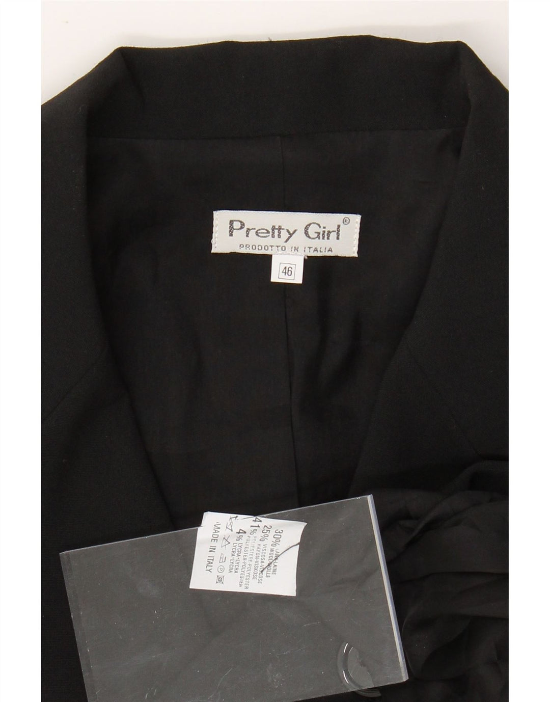 VINTAGE Γυναικείο Longline με 3 κουμπιά σακάκι IT 46 μεγάλο μαύρο πολυεστέρα