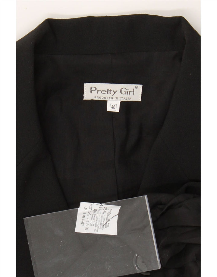 VINTAGE Γυναικείο Longline με 3 κουμπιά σακάκι IT 46 μεγάλο μαύρο πολυεστέρα