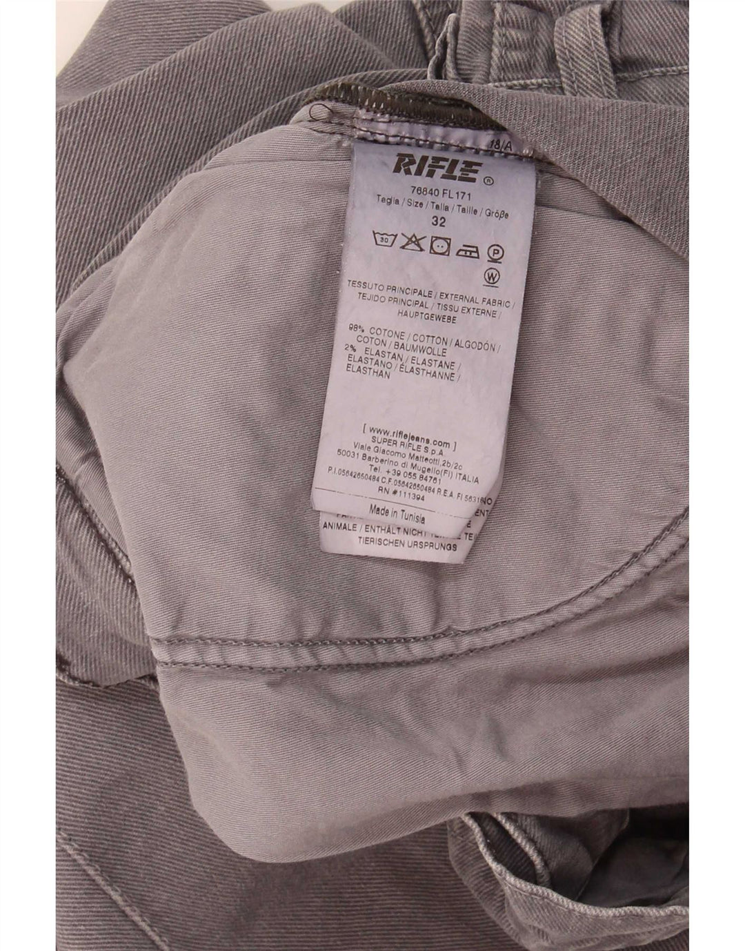 Rifle Ανδρικό Slim Jeans W32 L31 Γκρι βαμβακερό