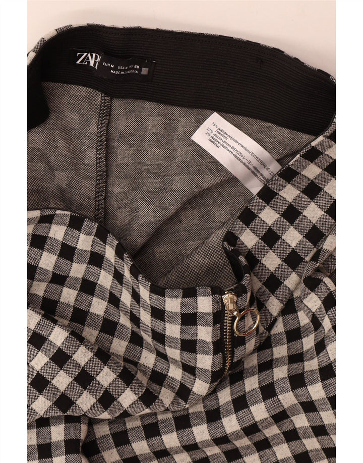 Zara Γυναικείο Skinny Casual Παντελόνι Medium W28 L29 Μαύρο Gingham Polyester