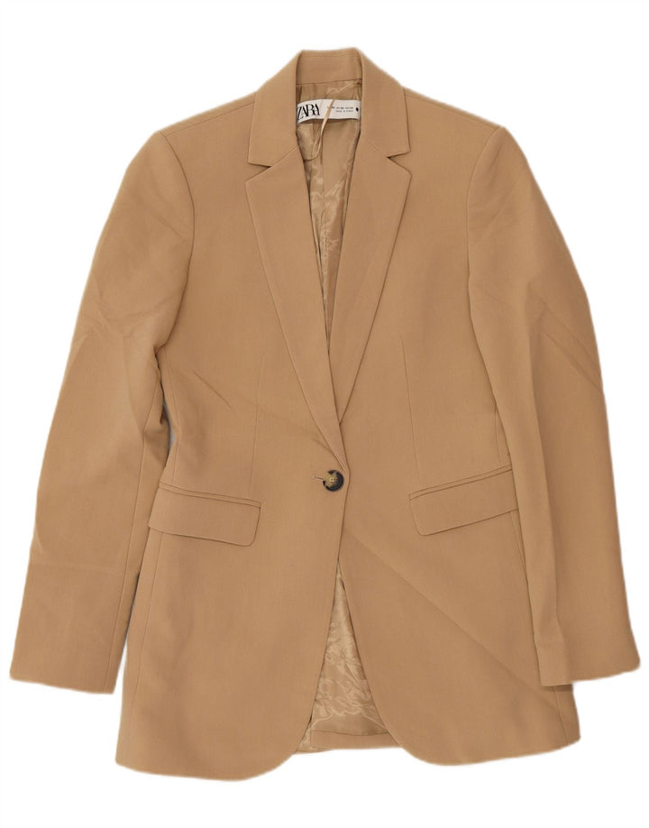 Zara Γυναικείο Μπουφάν 1 Button Blazer UK 6 XS Beige Polyester