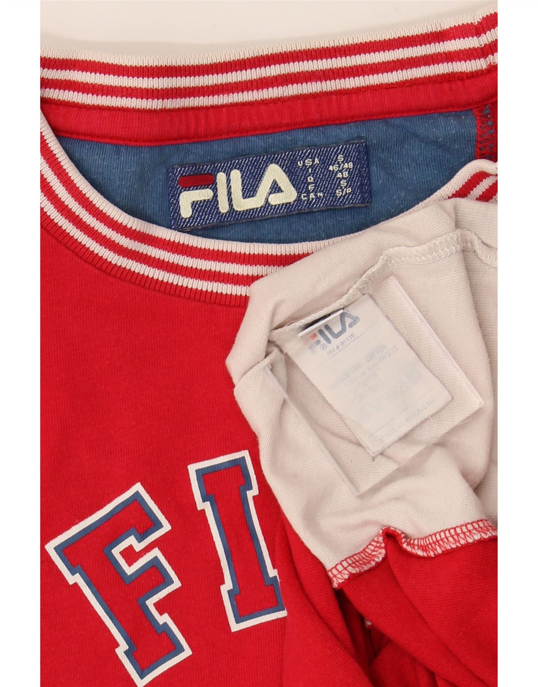 Ανδρικό γραφικό T-Shirt FILA Top Small Red Colourblock Βαμβακερό