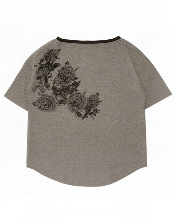 Γυναικείο γραφικό μπλουζάκι Trussardi Top UK 16 Large Grey Floral Viscose