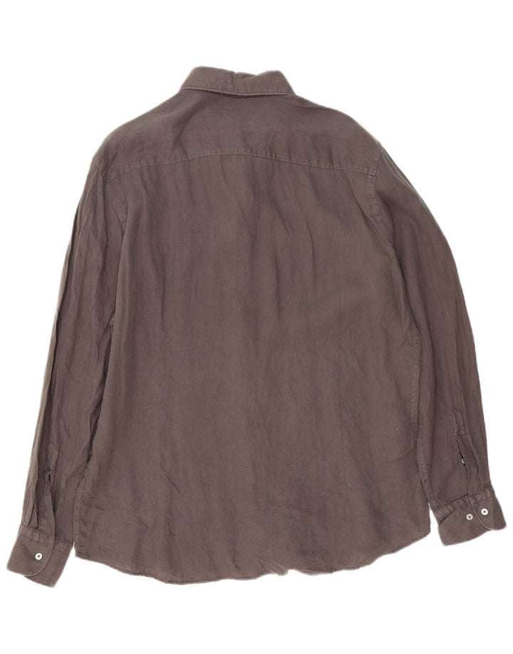 MASSIMO DUTTI Ανδρικό πουκάμισο XL Γκρι Λινό