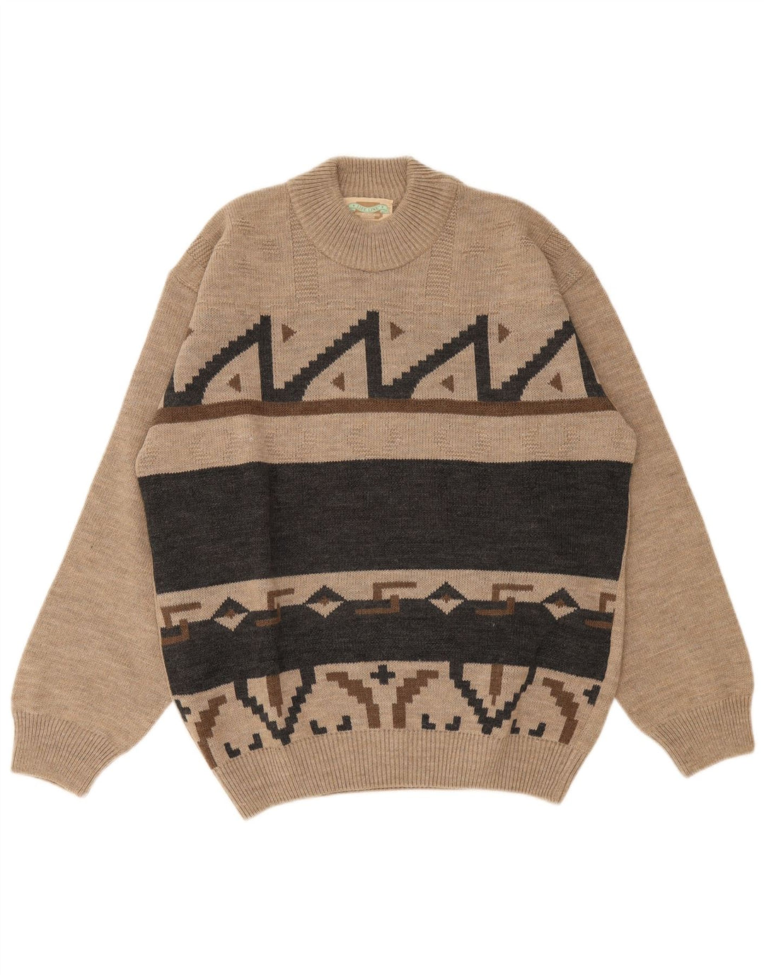 Ανδρικό πουλόβερ Life Line Crew Neck Jumper IT 50 Medium Beige γεωμετρικό μαλλί