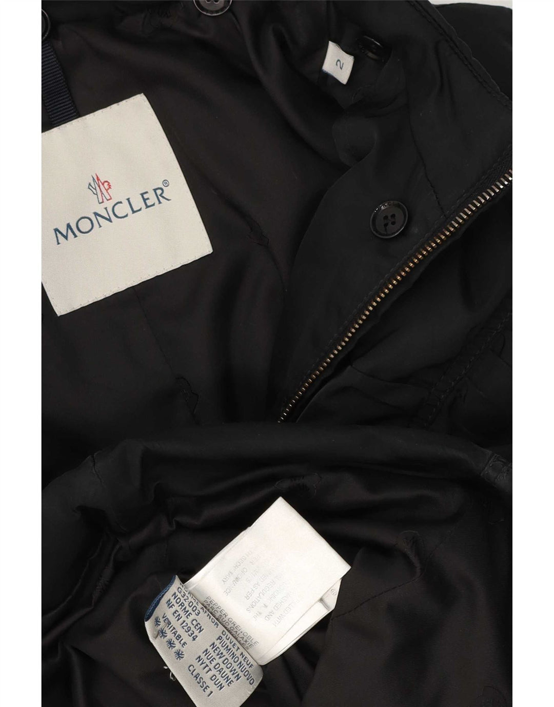 Moncler Γυναικείο μπουφάν με επένδυση μεγέθους 2 Μεσαίο μαύρο πολυεστέρα
