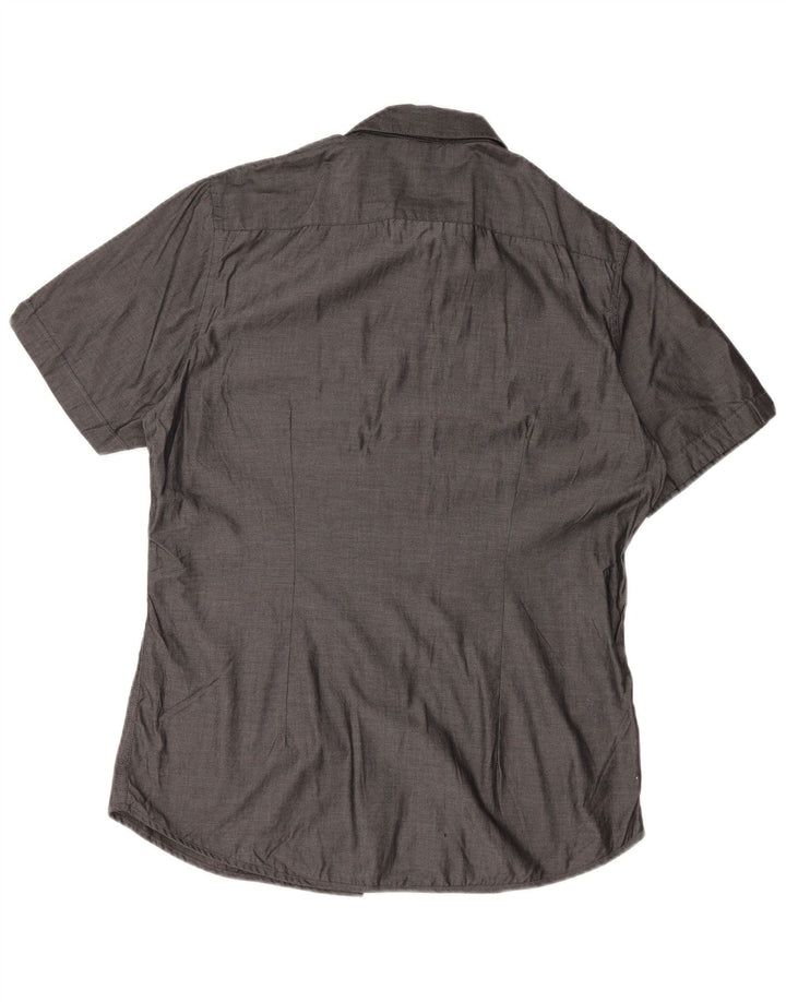 CALVIN KLEIN Ανδρικό κοντομάνικο πουκάμισο με λεπτή εφαρμογή μεγάλο γκρι βαμβακερό