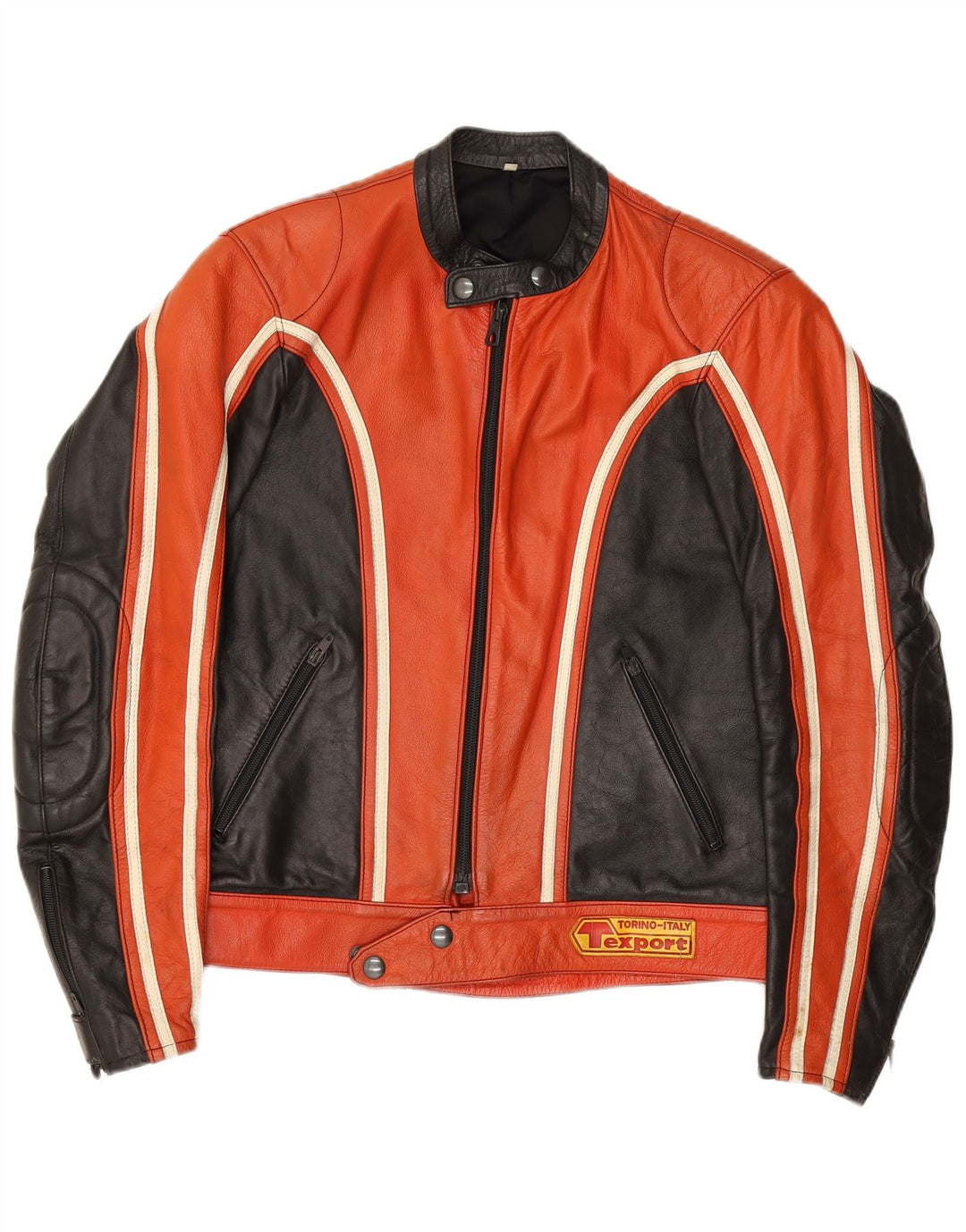 Vintage Γυναικείο Δερμάτινο Μπουφάν Racer IT 52 2XL Red Colourblock