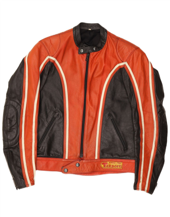 Vintage Γυναικείο Δερμάτινο Μπουφάν Racer IT 52 2XL Red Colourblock