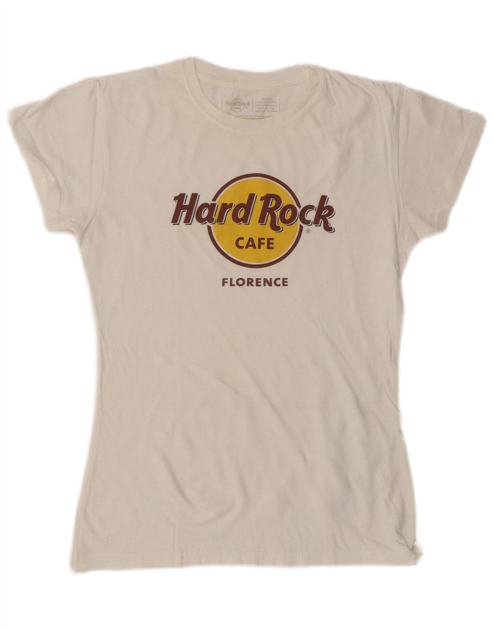 HARD ROCK CAFE Γυναικείο γραφικό μπλουζάκι Florence Top UK 12 Medium White