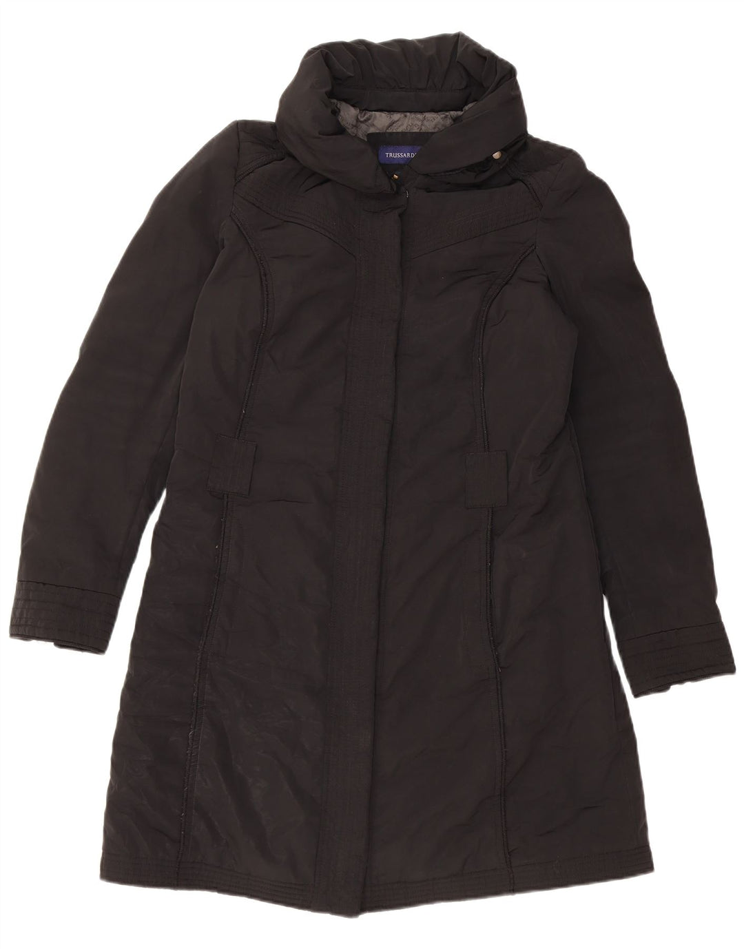 TRUSSARDI JEANS Γυναικείο παλτό αντιανεμικό IT 44 Μεσαίο μαύρο πολυεστέρα
