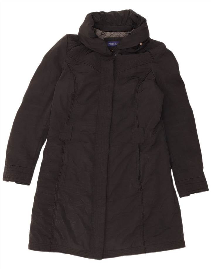 TRUSSARDI JEANS Γυναικείο παλτό αντιανεμικό IT 44 Μεσαίο μαύρο πολυεστέρα