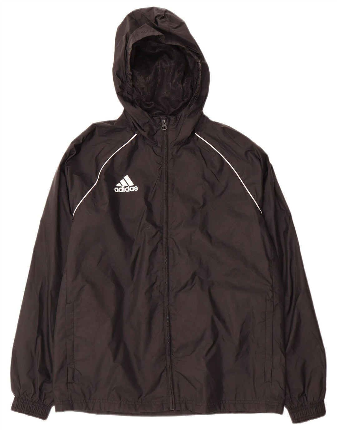 Μπουφάν φόρμας Adidas Boys με κουκούλα 13-14 ετών μαύρο πολυεστέρα