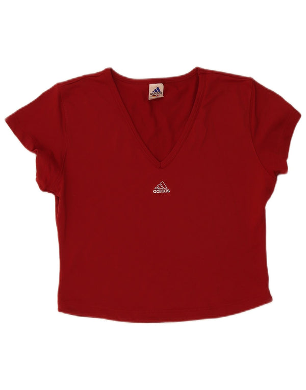 Γυναικείο T-Shirt Adidas Crop Top UK 20 2XL μπορντό πολυαμίδιο