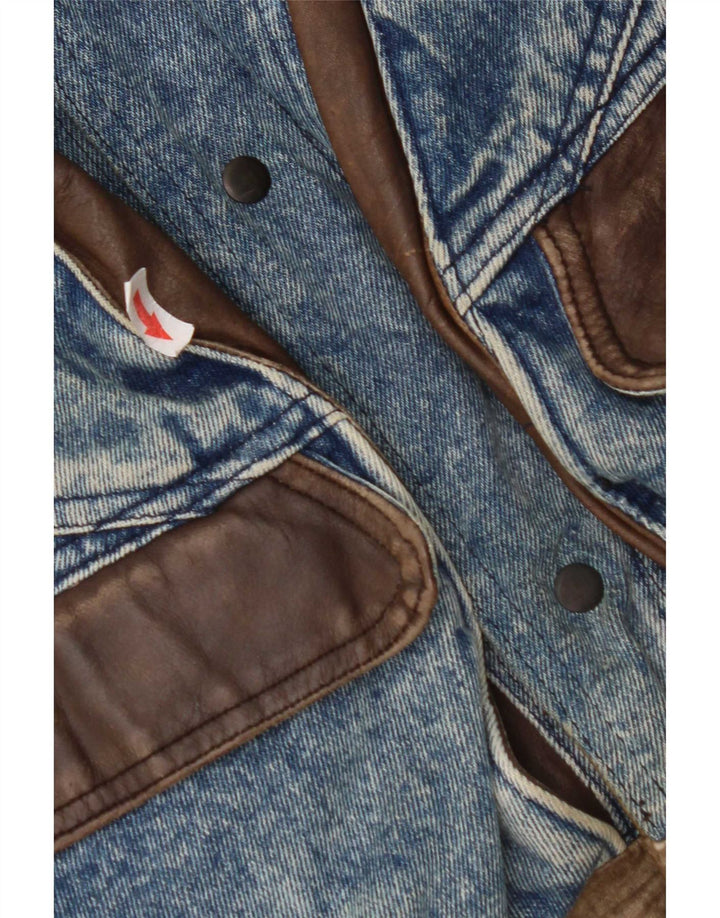 Vintage Ανδρικό Reversible Τζιν Μπουφάν IT 50 Large Blue Leather
