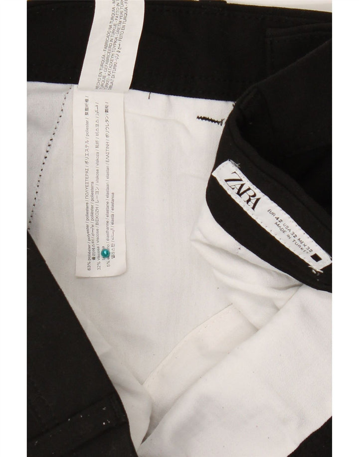 Zara Ανδρικό παντελόνι Chino Slim EU 42 Large W32 L28 Μαύρο πολυεστέρα