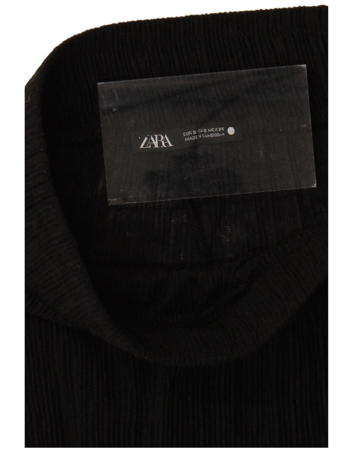 Zara Γυναικείο Παντελόνι See Through Leg Leg Small W24 L31 Μαύρο