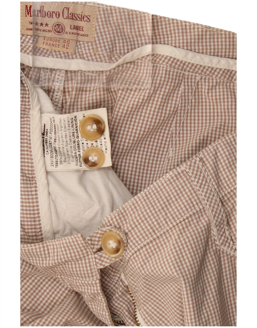 MARLBORO CLASSICS Γυναικείο Cropped Παντελόνι EU 46 XL W32 L23 Beige Check