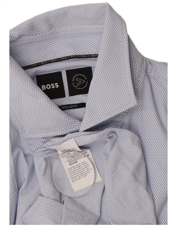 Ανδρικό πουκάμισο HUGO BOSS με κανονική εφαρμογή με μεγάλο μπλε στίγματα από πολυεστέρα