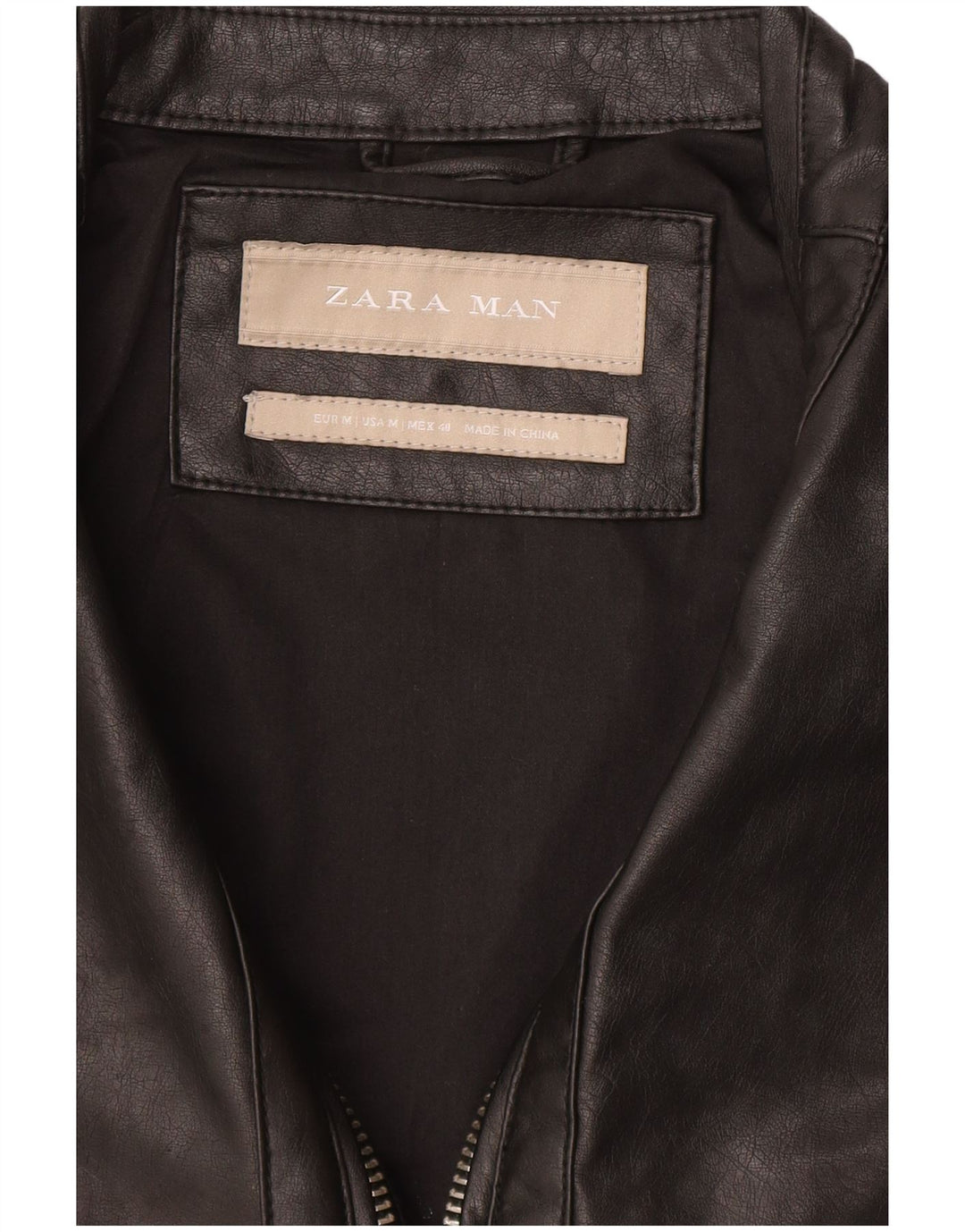 Zara Ανδρικό Δερμάτινο Μπουφάν UK 38 Medium Μαύρο