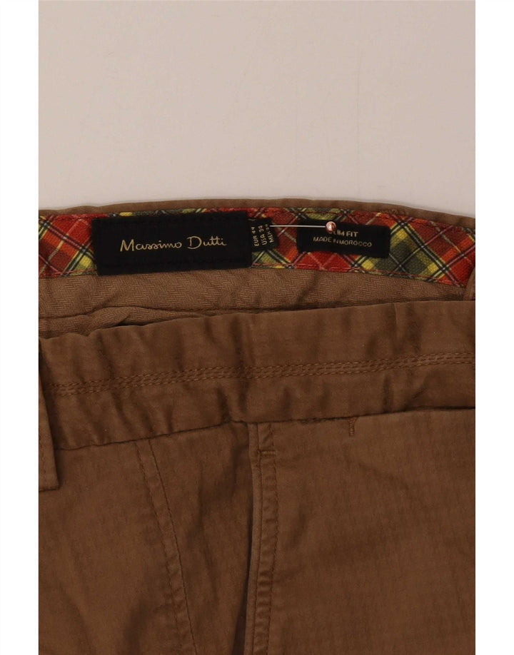 Massimo Dutti Ανδρικό παντελόνι Chino Cargo EU 44 Large W34 L33 Brown Check