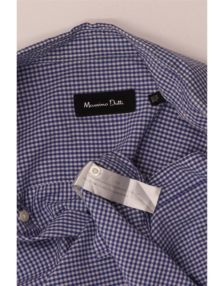 Ανδρικό πουκάμισο Massimo Dutti 2XL Blue Gingham Cotton
