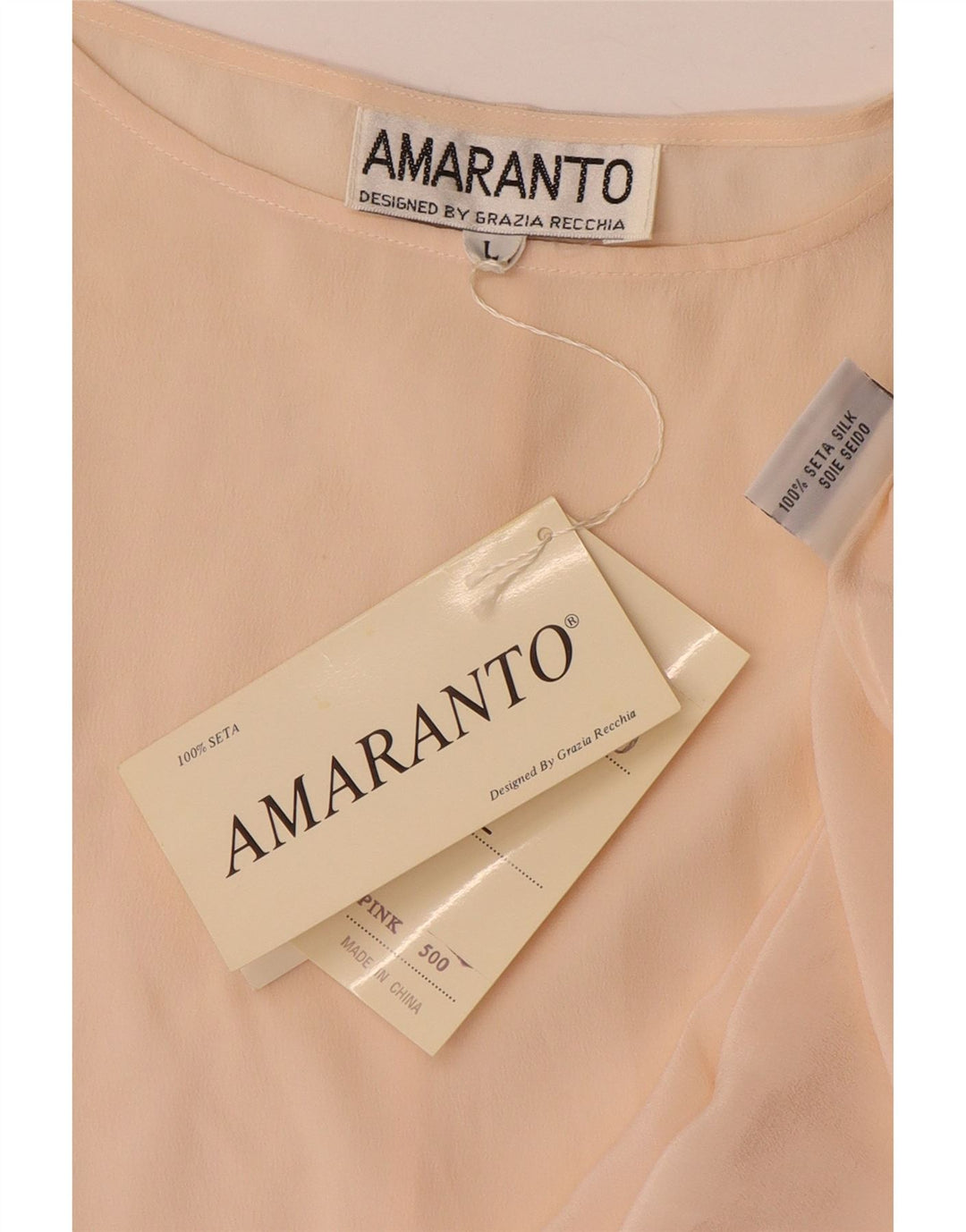 Amaranto Γυναικεία Μπλούζα Oversized Top UK 16 Large Beige Silk