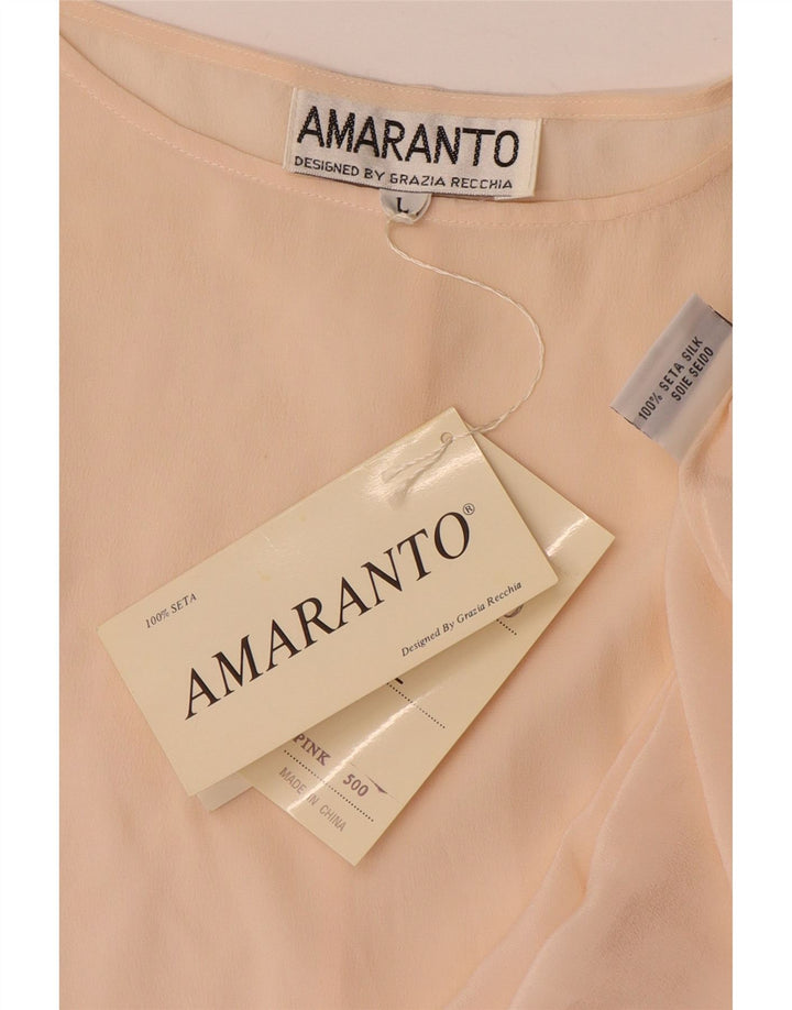 Amaranto Γυναικεία Μπλούζα Oversized Top UK 16 Large Beige Silk