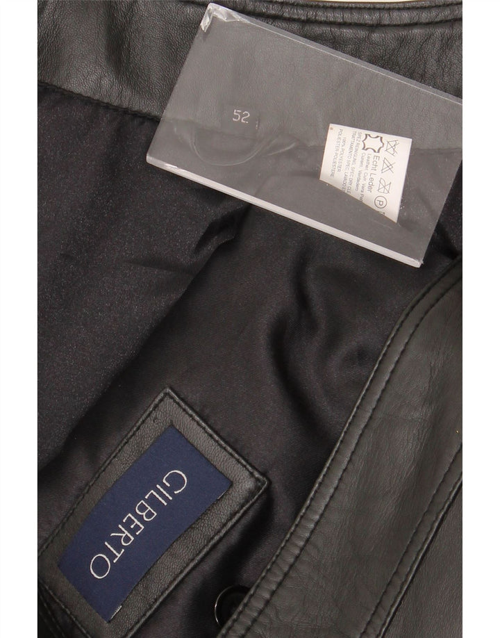 Gilberto Ανδρικό Δερμάτινο Gilet IT 54 2XL Μαύρο Δερμάτινο
