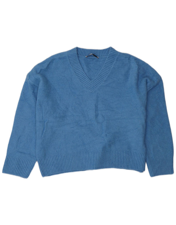 ZARA Γυναικείο πουλόβερ με λαιμόκοψη μεγάλου μεγέθους UK 18 XL μπλε ακρυλικό