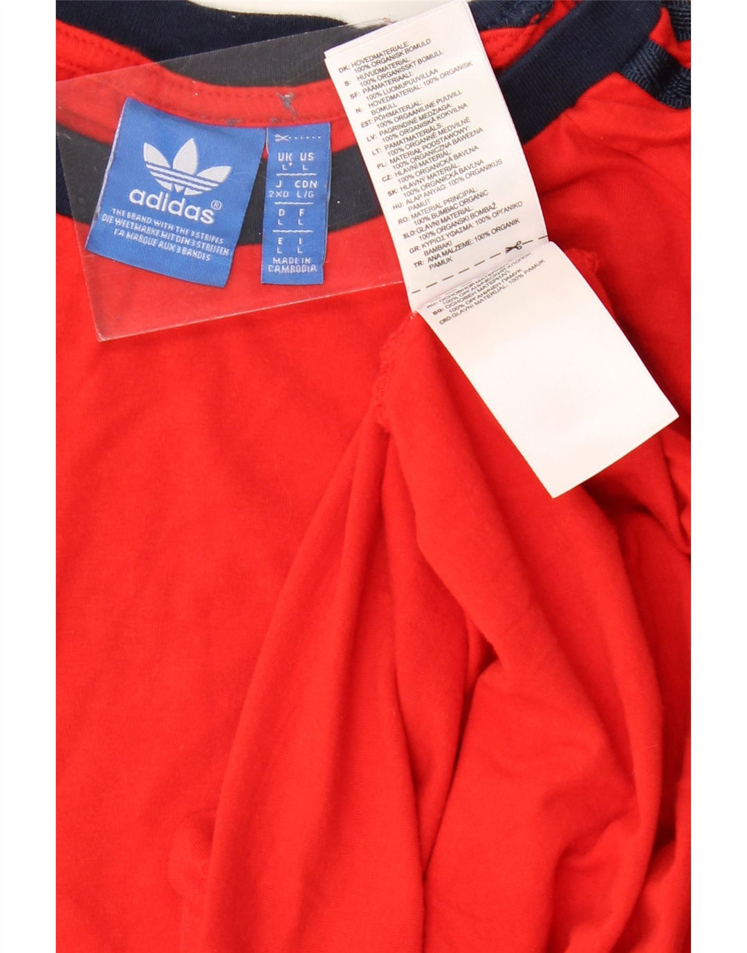 Γυναικείο T-Shirt ADIDAS Top UK 16 μεγάλο κόκκινο βαμβακερό