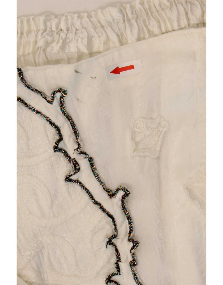 Vintage Γυναικεία Flared Φούστα W27 Small White Floral Viscose