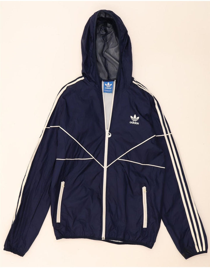 Adidas Ανδρικό μπουφάν βροχής με κουκούλα UK 38 Medium Navy Blue Polyester