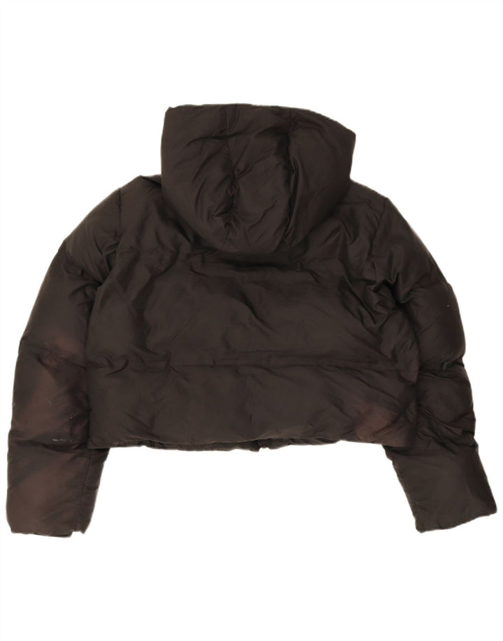 Zara γυναικείο μπουφάν με κουκούλα με κουκούλα μεγάλου μεγέθους UK 10 μικρό μαύρο πολυεστέρα