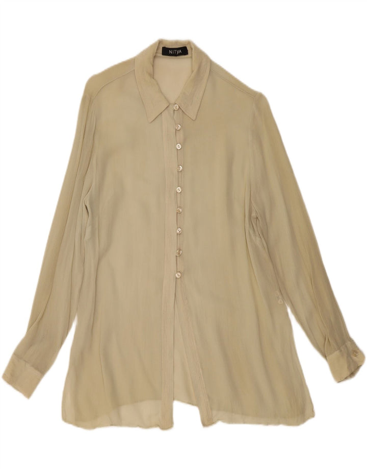 Nitya Γυναικεία Μπλούζα See Through πουκάμισο EU 38 Medium Beige Viscose