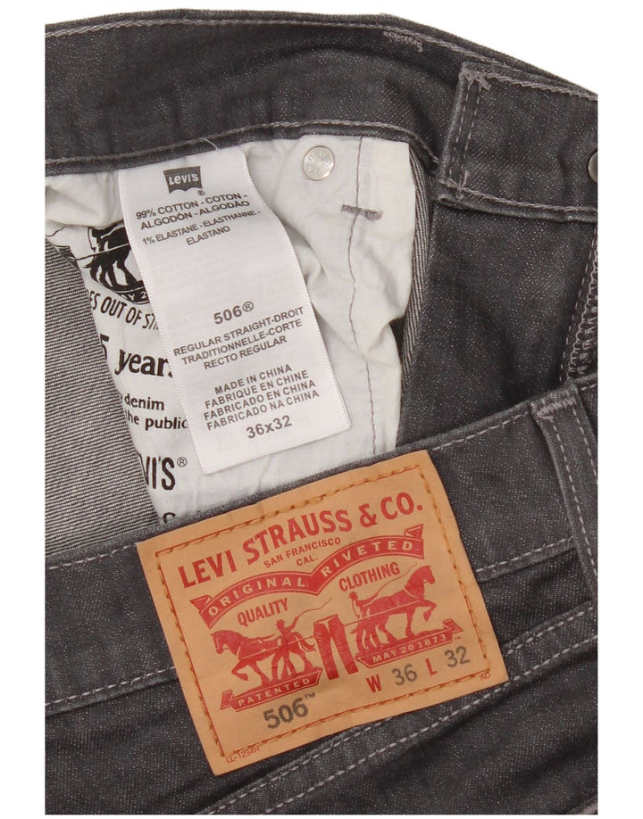 Levi's Mens 506 Straight Jeans W36 L32 Γκρι βαμβακερό