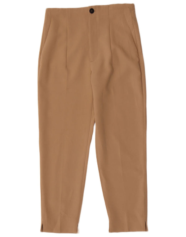 Zara Womens High Waist Tapered Chino Trousers EU 40 Medium W30 L27 Beige