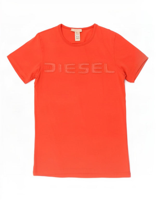 Diesel Γυναικείο γραφικό T-Shirt Top UK 14 μεγάλο κόκκινο βαμβακερό