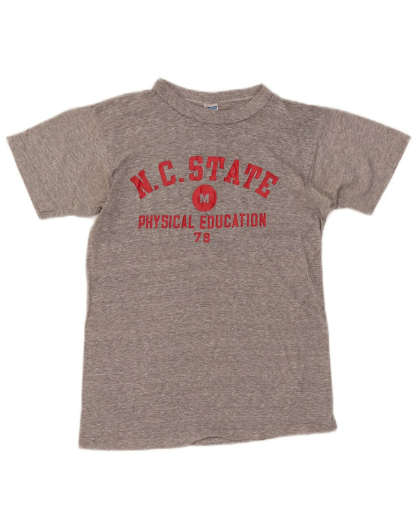 CHAMPION Γυναικείο γραφικό T-Shirt Top UK 12 Medium Grey Polyester