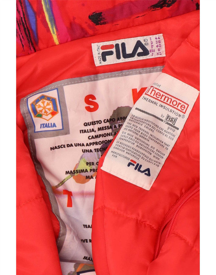 Γυναικεία φόρμα σκι με κουκούλα Fila IT 44 Μεσαία Κόκκινη Γεωμετρική