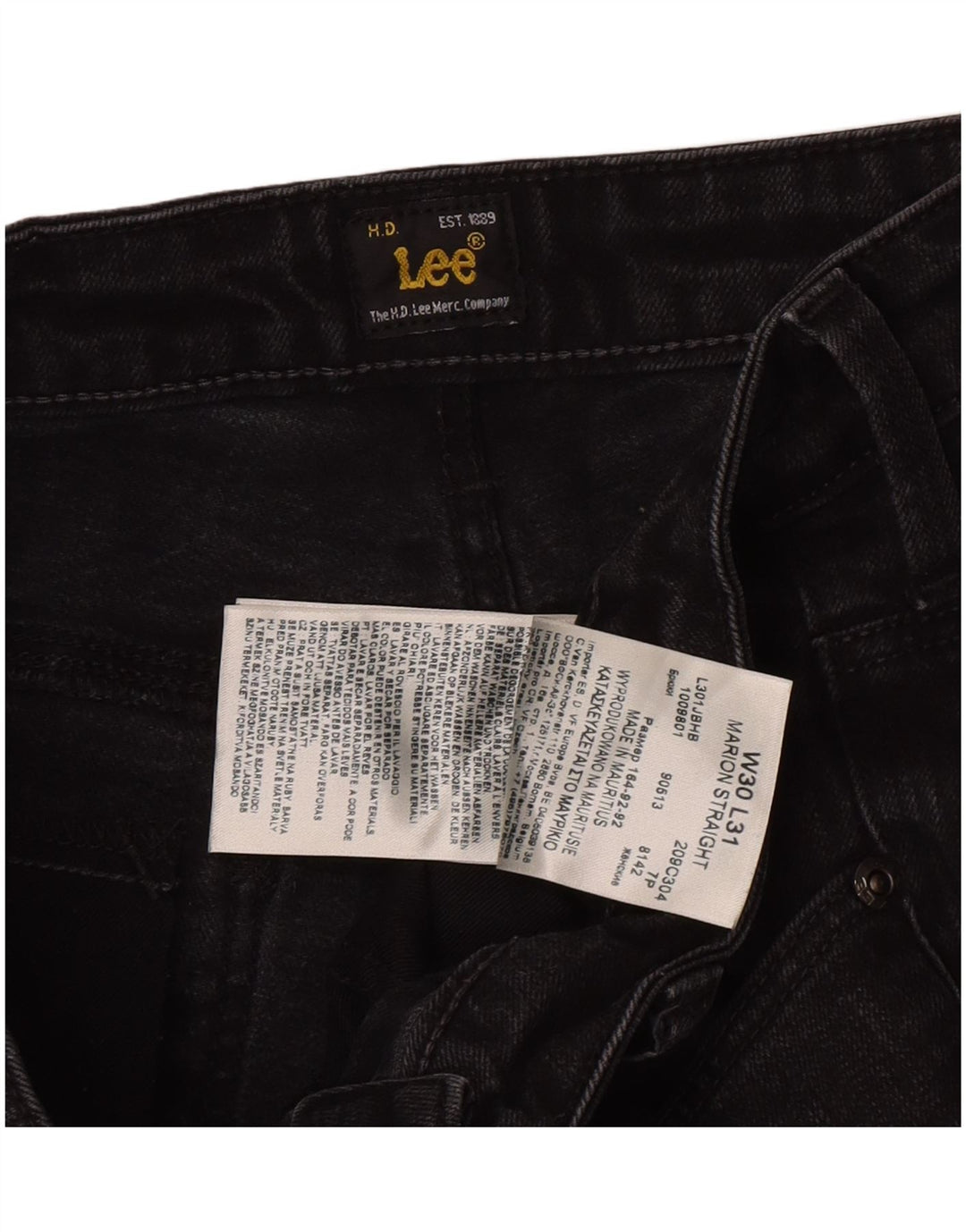 Lee Womens Marion Straight Jeans W30 L28 Μαύρο βαμβακερό