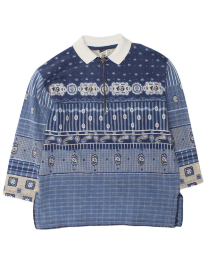 Ανδρικό φούτερ Meeting Polo με λαιμόκοψη Jumper Medium Blue Patchwork