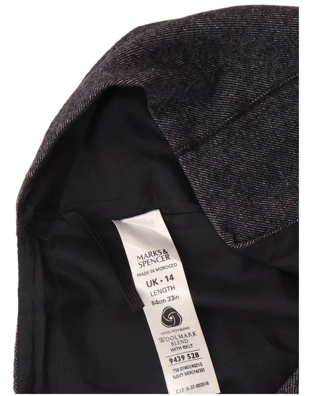 Marks & Spencer Γυναικεία Midi Φούστα UK 14 Medium W30 Navy Blue Wool