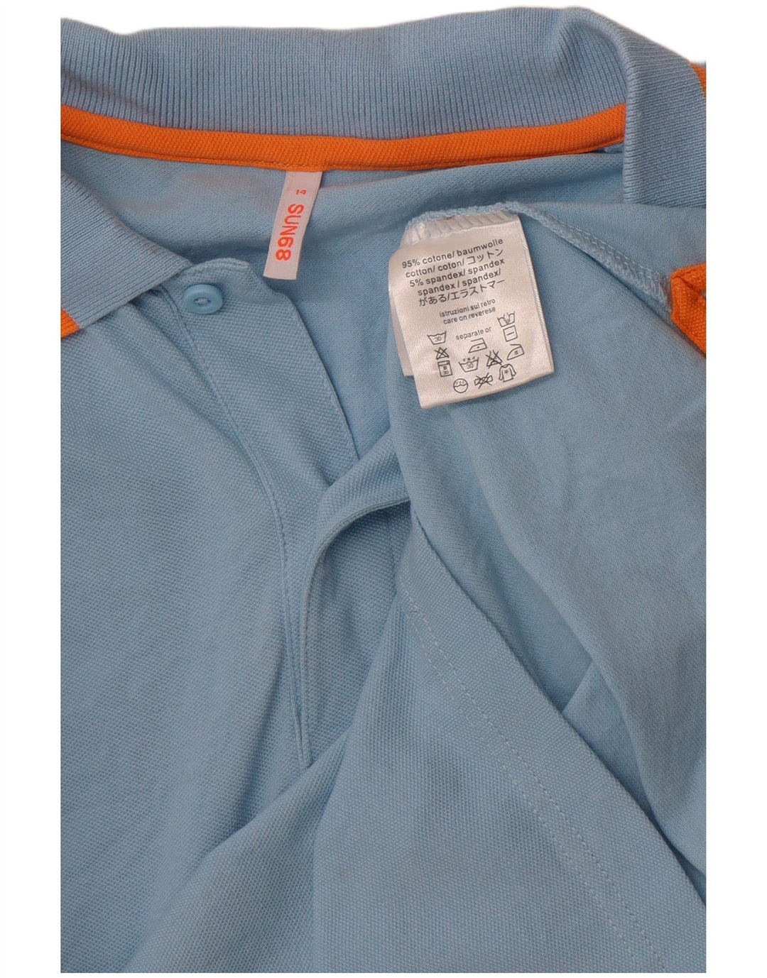 SUN68 Womens Polo Shirt UK 14 Medium  Blue Cotton