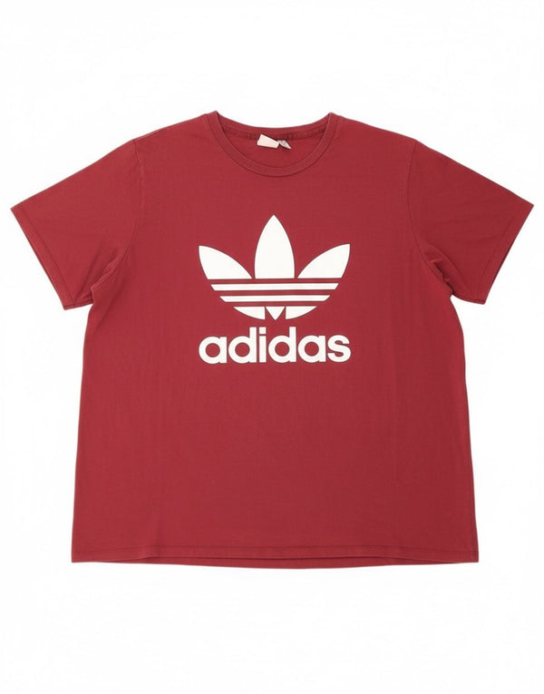 Ανδρικό γραφικό μπλουζάκι Adidas Top UK 32/34 4XL Βουργουνδί βαμβακερό